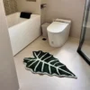 Alocasia Leaf Shaped Floor Mat put in the bathroom leaf shape floor mat– Green Plant Rug Decor