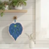 Blue Begonia Leaf Coral Fleece Absorbent Hanging Towel in kitchen