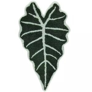 Alocasia Leaf Shaped Floor Mat – Green Plant Rug Decor