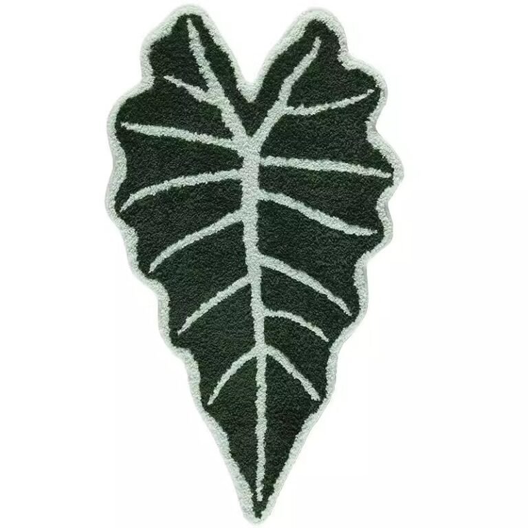 Alocasia Leaf Shaped Floor Mat – Green Plant Rug Decor