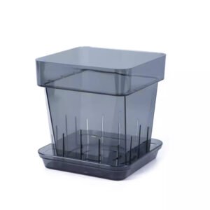 Gray Semi-Transparent Breathable Orchid Planter and Tray