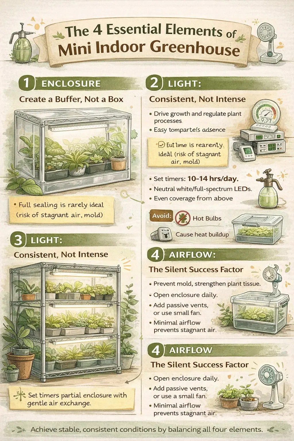 4 essential elements of mini indoor greenhouse