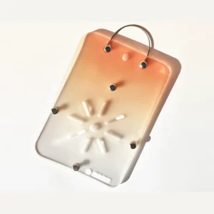 Orange acrylic plant mounting board for staghorn ferns and epiphytic orchids on a light background